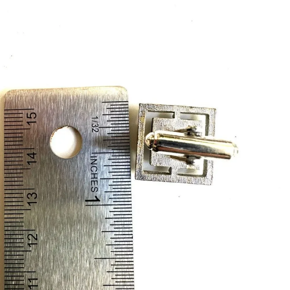 Silver tone Square  Black  vintage cuff links